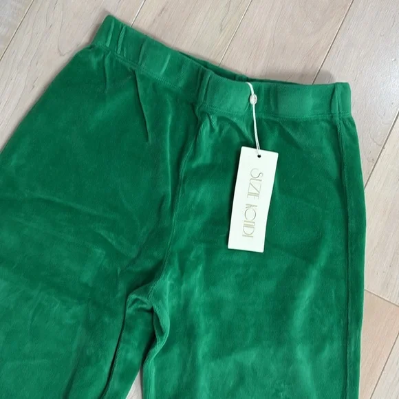 Suzie Kondi jelly bean green velour cotton track pants S - Picture 3 of 7